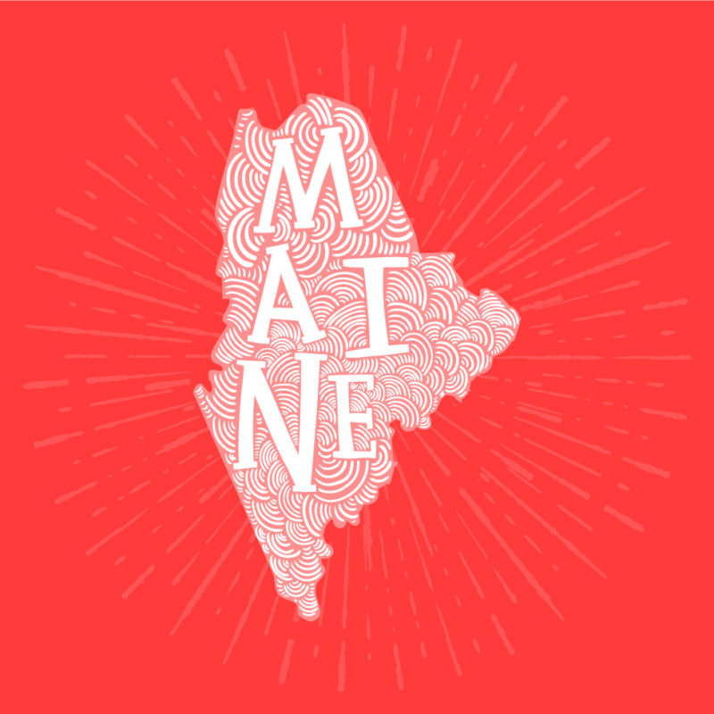 colorful vector art of maine